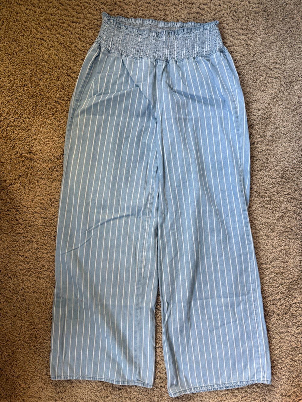 Blue Spice Light Blue & White Striped Lounge Pants